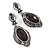 Black, Hematite Crystal Oval Marcasite Drop Earrings In Burnt Silver Tone - 45mm L - view 6