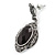 Black, Hematite Crystal Oval Marcasite Drop Earrings In Burnt Silver Tone - 45mm L - view 3