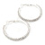 Two Row Crystal Hoop Earrings In Silver Tone - 45mm D - view 5