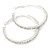 45mm Single Row Crystal Hoop Earrings In Silver Tone - view 3