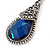 Marcasite Hematite Crystal, Blue Glass, Filigree Teardrop Earrings - 53mm L - view 3