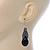 Black Resin Stone, Hematite Crystal Marcasite Drop Earrings In Silver Tone - 55mm L - view 5