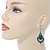 Victorian Style Green Glass, Hematite Crystal Drop Earrings In Silver Tone - 55mm L - view 2