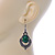 Victorian Style Green Glass, Hematite Crystal Drop Earrings In Silver Tone - 55mm L - view 5