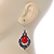 Victorian Style Red Glass, Hematite Crystal Drop Earrings In Silver Tone - 55mm L - view 5