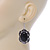 Victorian Style Black Resin Stone Oval Drop Earrings In Burnt Silver Tone - 50mm L - view 5