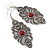 Marcasite Filigree, Hematite Crystal With Red Resin Stone Drop Earrings - 75mm L