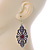 Marcasite Filigree, Hematite Crystal With Red Resin Stone Drop Earrings - 75mm L - view 5