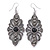 Marcasite Filigree, Hematite Crystal Drop Earrings - 75mm L