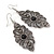 Marcasite Filigree, Hematite Crystal Drop Earrings - 75mm L - view 3