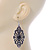 Marcasite Filigree, Hematite Crystal Drop Earrings - 75mm L - view 6