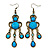 Victorian Style Blue Acrylic Bead Chandelier Earrings In Antique Gold Tone - 80mm L