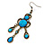 Victorian Style Blue Acrylic Bead Chandelier Earrings In Antique Gold Tone - 80mm L - view 6