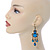 Victorian Style Blue Acrylic Bead Chandelier Earrings In Antique Gold Tone - 80mm L - view 2