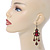 Victorian Style Dark Red/ Burgundy Acrylic Bead Chandelier Earrings In Antique Gold Tone - 80mm L - view 2