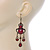 Victorian Style Dark Red/ Burgundy Acrylic Bead Chandelier Earrings In Antique Gold Tone - 80mm L - view 6