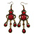 Victorian Style Dark Red/ Burgundy Acrylic Bead Chandelier Earrings In Antique Gold Tone - 80mm L