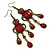 Victorian Style Dark Red/ Burgundy Acrylic Bead Chandelier Earrings In Antique Gold Tone - 80mm L - view 7