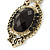 Victorian Style Black Acrylic Bead, Crystal Chandelier Earrings In Antique Gold Tone - 80mm L - view 5