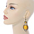 Victorian Style Yellow Acrylic Bead, Crystal Chandelier Earrings In Antique Gold Tone - 80mm L - view 2