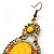 Victorian Style Yellow Acrylic Bead, Crystal Chandelier Earrings In Antique Gold Tone - 80mm L - view 5