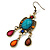 Multicoloured Acrylic Bead Chandelier Earrings In Antique Gold Tone - 75mm L - view 3