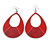 Large Red Enamel With Glitter Oval Hoop Earrings In Silver Tone - 90mm L - view 4