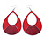 Large Red Enamel With Glitter Oval Hoop Earrings In Silver Tone - 90mm L - view 8