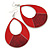 Large Red Enamel With Glitter Oval Hoop Earrings In Silver Tone - 90mm L - view 9