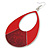 Large Red Enamel With Glitter Oval Hoop Earrings In Silver Tone - 90mm L - view 7