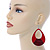 Large Red Enamel With Glitter Oval Hoop Earrings In Silver Tone - 90mm L - view 2
