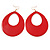 Large Red Enamel Oval Hoop Earrings In Gold Tone - 85mm L - view 7