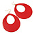 Large Red Enamel Oval Hoop Earrings In Gold Tone - 85mm L