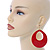 Large Red Enamel Oval Hoop Earrings In Gold Tone - 85mm L - view 2
