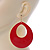 Large Red Enamel Oval Hoop Earrings In Gold Tone - 85mm L - view 6