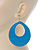 Large Teal Enamel Oval Hoop Earrings In Gold Tone - 85mm L - view 6