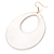 Large White Enamel Oval Hoop Earrings In Silver Tone - 85mm L - view 3