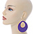 Large Purple Enamel Oval Hoop Earrings In Gold Tone - 85mm L - view 2