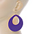 Large Purple Enamel Oval Hoop Earrings In Gold Tone - 85mm L - view 6