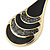 Black Enamel With Glitter Teardrop Earrings In Gold Tone - 65mm L - view 4