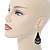 Black Enamel With Glitter Teardrop Earrings In Gold Tone - 65mm L - view 3