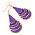 Purple Enamel With Glitter Teardrop Earrings In Gold Tone - 65mm L - view 2