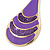 Purple Enamel With Glitter Teardrop Earrings In Gold Tone - 65mm L - view 4