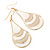 White Enamel With Glitter Teardrop Earrings In Gold Tone - 65mm L - view 6