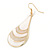 White Enamel With Glitter Teardrop Earrings In Gold Tone - 65mm L - view 3