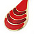 Red Enamel With Glitter Teardrop Earrings In Gold Tone - 65mm L - view 3