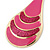 Pink Enamel With Glitter Teardrop Earrings In Gold Tone - 65mm L - view 6