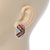 Boho Style Pink/ White/ Pale Pink Beaded Oval Stud Earrings In Gold Tone - 25mm L - view 6