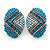 Boho Style Blue/ Teal/ Light Blue Beaded Oval Stud Earrings In Silver Tone - 25mm L - view 8