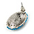 Boho Style Blue/ Teal/ Light Blue Beaded Oval Stud Earrings In Silver Tone - 25mm L - view 4